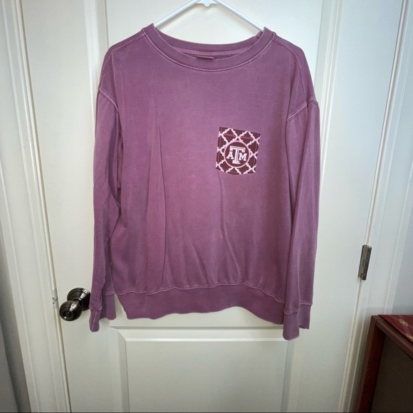 Texas A&M Mauve Crewneck Sweatshirt Washed Cotton Sz M - Picture 3 of 10